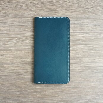 牛革 iPhone XS Max カバー  ヌメ革  レザーケース  手帳型  ネイビーカラーの画像