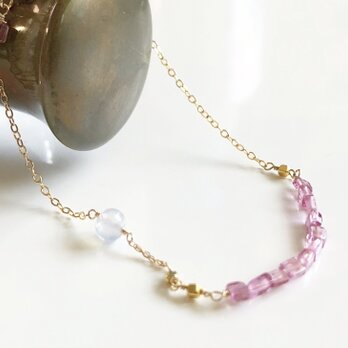 pink tourmaline*blue chalcedony*braceletの画像