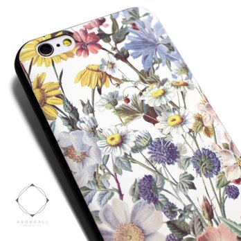 iphone6plus/6splusケース（5.5インチ用）軽量レザーケース（花柄×ブラック）ヴィンテージフラワー ボタニカルの画像