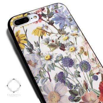 iphone7plusケース / iphone8plusカバー レザーケース（花柄×ブラック）ヴィンテージフラワー　ボタニカルの画像