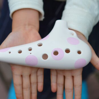 はじめてのオカリナ　子供のための指先能力向上やプレゼントに♪（ドット color：Pink）の画像