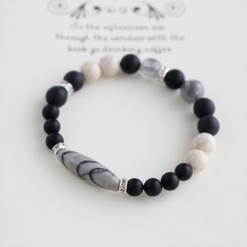 感情の起伏をコントロールする　ゼブラジャスパー　オニキス　パワーストーン/天然石ブレスレット