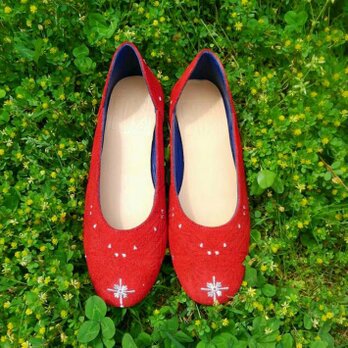 [SALE]Rangori Flat shoes ランゴリ レザーパンプス A.redの画像