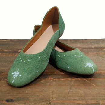 [SALE]Rangori Flat shoes ランゴリ レザーパンプス D.green 24cmの画像