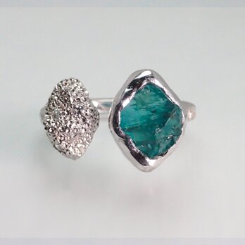 原石アパタイトとダイヤモンドのリング（Gemstone Ring No.4 Apatite）の画像