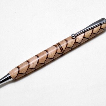 【寄木】手作り木製ボールペン スリムライン CROSS替芯の画像