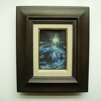 絵画 インテリア ミニチュアール額絵 油絵の具とクレパスのコラボ画 新星の画像