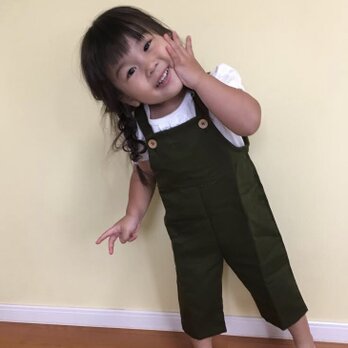 【子供服人気No.2】カラーの選べるおめかしサロペットとベレー帽セット（しっかり厚手”コットン”）