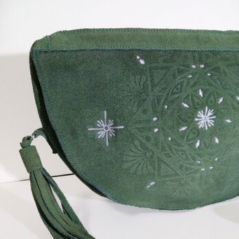[SALE]Rangori Hangetu clutch bag ランゴリ 半月レザークラッチバッグ D.greenの画像