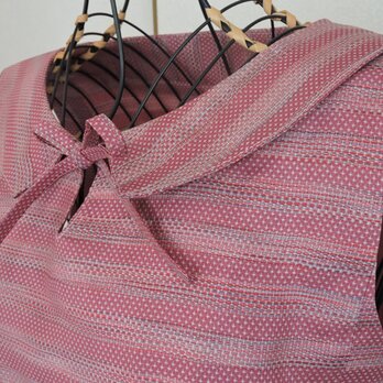 着物リメイク：襟付きリボンワンピース（ピンク）の画像