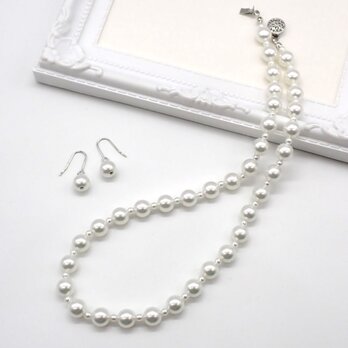 パールアクセサリーセット②　２点セット【ネックレス・ピアス／イヤリング】