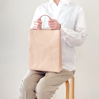 大人の革袋M・A4が入る・ナチュラル[受注制作品]の画像