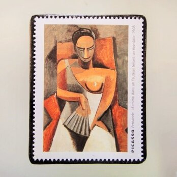 フランス　美術「ピカソ」切手ブローチ5051の画像