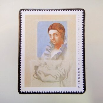 フランス　美術「ピカソ」切手ブローチ5053の画像