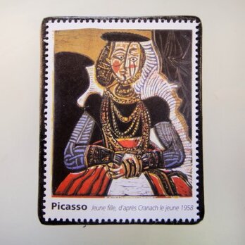 フランス　美術「ピカソ」切手ブローチ5058の画像