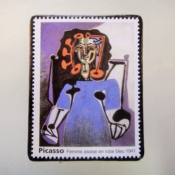 フランス　美術「ピカソ」切手ブローチ5059の画像