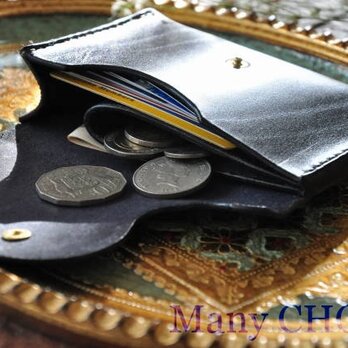 革の宝石ルガトー・ミニマム財布（紺×茶×黒）の画像