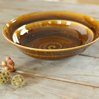 飴釉カレー・パスタ皿（リム鉢）の画像