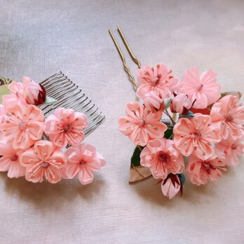 つまみ細工 桜の髪飾りNo.1の画像