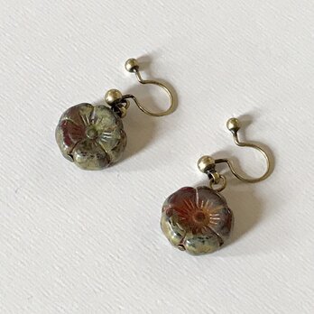 ノンホールピアス No.987濃茶色の花の画像