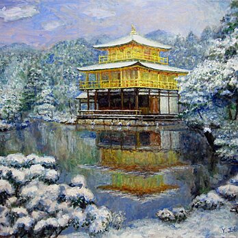初雪の金閣寺寺の画像
