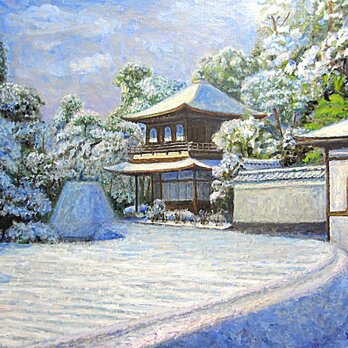 雪の銀閣寺の画像