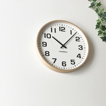 KATOMOKU plywood wall clock 15 km-92NRC ナチュラル 電波時計 連続秒針 大きい時計の画像