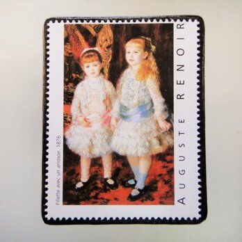 フランス　美術「ルノアール」切手ブローチ5076の画像