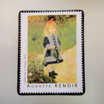 フランス　美術「ルノアール」切手ブローチ5077の画像