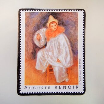 フランス　美術「ルノアール」切手ブローチ5078の画像