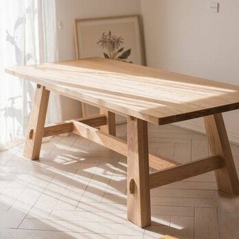 オーダーメイド 職人手作り ダイニングテーブル テーブル 机 食卓 リビング 木目 北欧家具 木工 エコ LR2018の画像