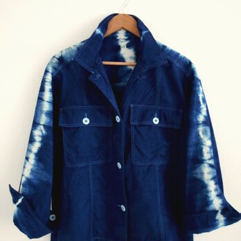 ◆100％自然素材　天然灰汁発酵建て 本藍染◆　スプリングワークジャケットの画像