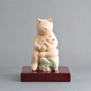 木彫り　猫鬼子母神　猫仏1909の画像
