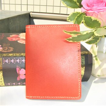 『母の日ギフト』真っ赤な姫路レザーのカードケース（刻印無料）の画像