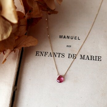 【K10】宝石質ピンクトルマリンの一粒ネックレスの画像