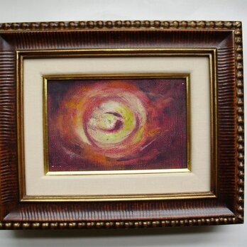 ミニチュアール額絵 油絵の具とクレパスのコラボ画 星雲の画像