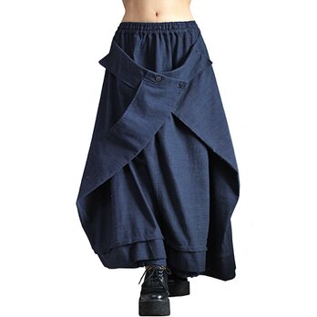 ジョムトン手織り綿の袋状スカート インディゴ紺（SFS-019-03）の画像