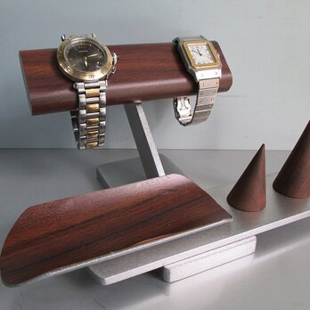 腕時計　飾る　だ円パイプ　腕時計、リングアクセサリー収納スタンド　重厚木目風バージョン 409の画像
