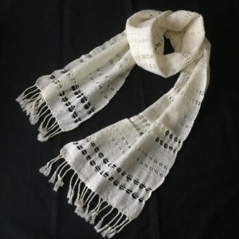 handwoven scarf (Egyptian cotton off-white)エジプト綿オフホワイトの手織りストールの画像