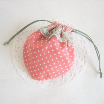 可愛いイチゴのミニ巾着（ピンク）の画像