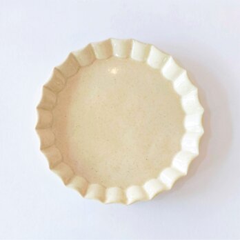 波型リムのケーキ皿（クリーム色）の画像