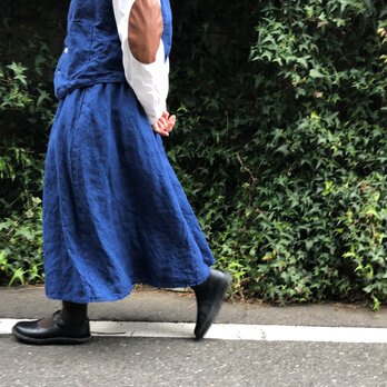 インディゴ リネン スカート