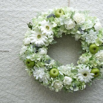 Wreath ～whitexgreen～ 34cmの画像