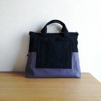 帆布ファスナー手提げBAG・（charcoal gray）の画像