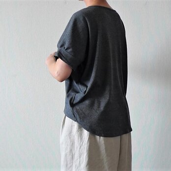 オーガニックコットンニット　ドルマンTシャツ　グレー