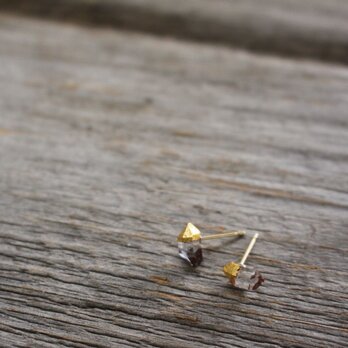 Herkimer Diamonds Stud Earrings w/ JapaneseLacquer, GoldLeafの画像