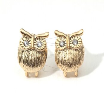 ERG-014-MG【4個入り】フクロウスタッドピアス,CZ Small Owl Stud Earring Supplyの画像