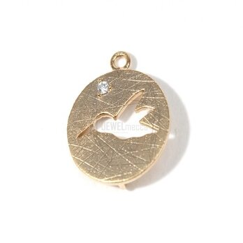 PDT-064-MG【4個入り】バードラウンドペンダント,Plated Bird Round pendantの画像