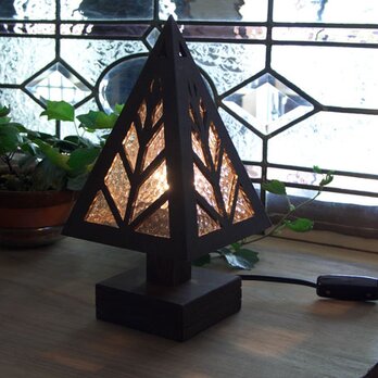 木とガラスの卓上ランプ★TL-WDの画像