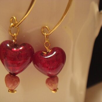 Heart of glass earring(wine red)の画像